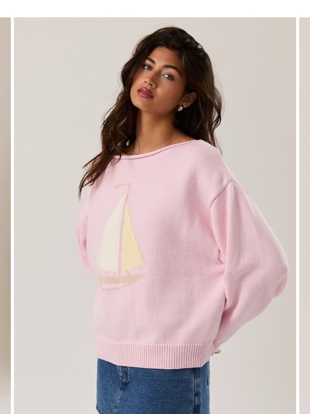 Le Lis Pink Sailboat Knit Sweater - Picture 3 of 4